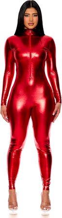 Комбінезон-костюм Forplay з блискавкою та високим коміром, червоний/подорожний, S-M