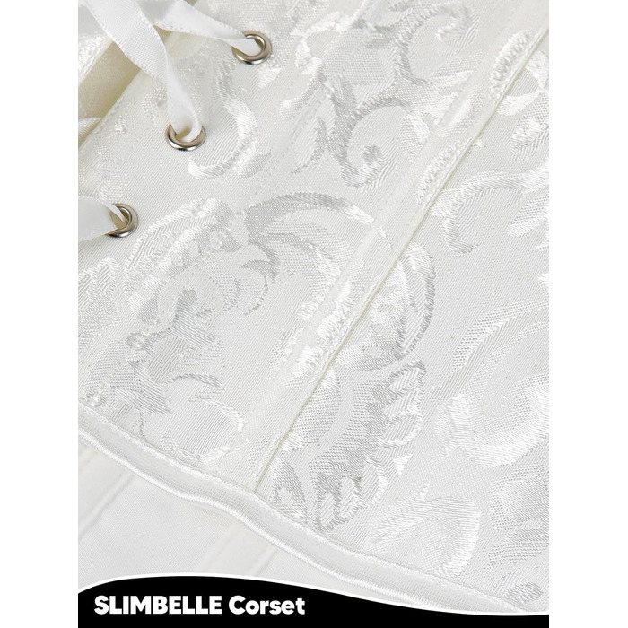 Корсетний топ SLIMBELLE для повних грудей: готичний корсет з мереживом та шнурівкою, бюстгальтер-корсет з сталевими ребрами, топ з фальш-шкіри (L, білий)