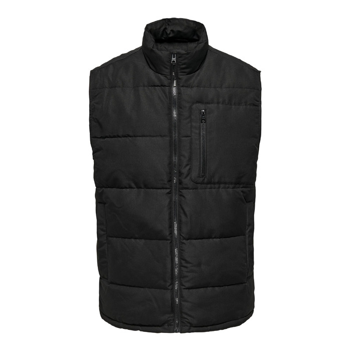 Чоловічий стібаний жилет Only & Sons Onsjake Quilted Vest, чорний, розмір S
