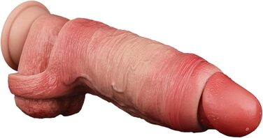 Реалістична секс-іграшка для чоловіків: пеніс-манжета з текстурою вен, шкіряного кольору, з кільцем для яєчок, для уповільнення еякуляції