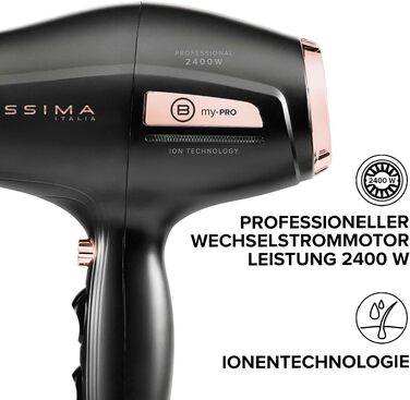 Професійний фен для волосся Bellissima My Pro P3 3400 з іонною технологією та керамічним покриттям, 2400 Вт, з диффузором та концентратором