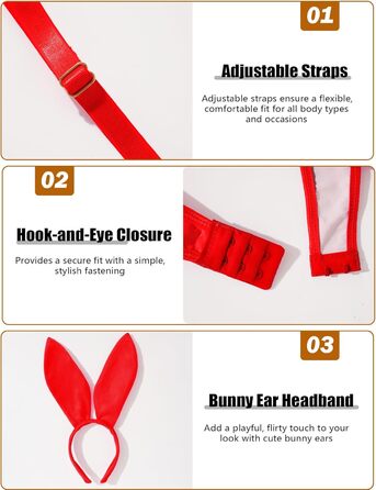 Сукня з екошкіри для жінок Auing, комплект нижньої білизни, костюм зайчика, XL (червоний, S)