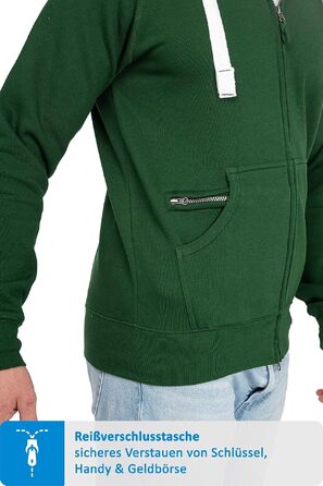 Чоловіча толстовка на блискавці з капюшоном Happy Clothing — теплий худі з флісом, бавовняна суміш, Regular Fit, зелений (S-5XL)