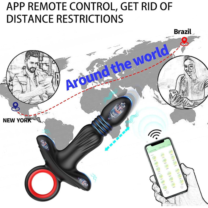 Вібратор для анусу для чоловіків, іграшка для сексу, анальний плагін з пультом дистанційного керування, 9 режимів вібрації, чорний
