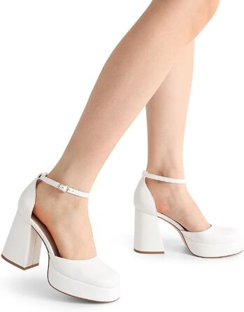 Жіночі туфлі-човники DREAM PAIRS на стійких підборах, білі (розмір 41 EU, PU-шкіра)