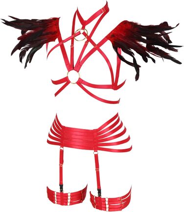 Набір пір'я для жінок PETMHS: корсет, бюстгальтер, клітка, готичний стиль, карнавал, костюм, червоний, великі розміри