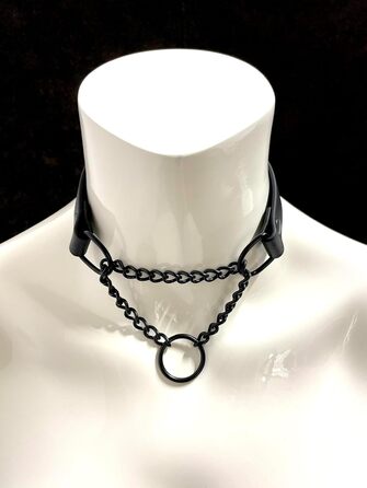 Шкіряне намисто з ланцюгом, готичне намисто з ланцюгом, намисто BDSM (довжина 42-48 см)