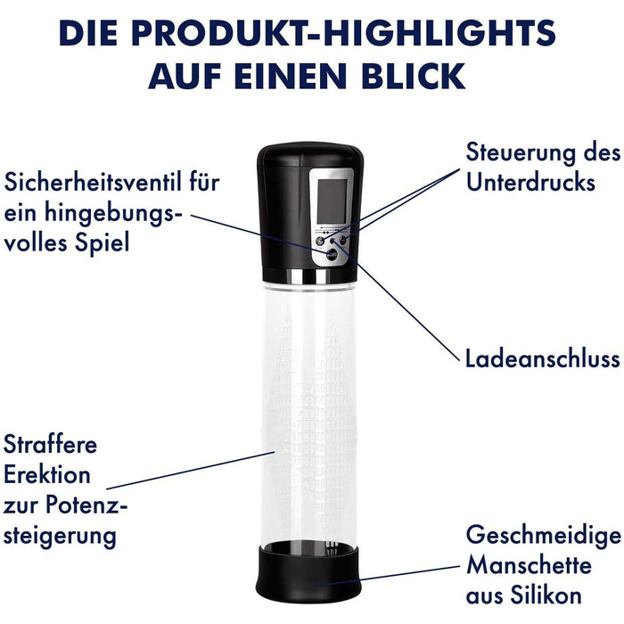 EIS Penispumpe: Електрична помпа для ерекції | 4 інтенсивності | З перезарядкою | Безпечне силіконове покриття | З клапаном безпеки | 29 см