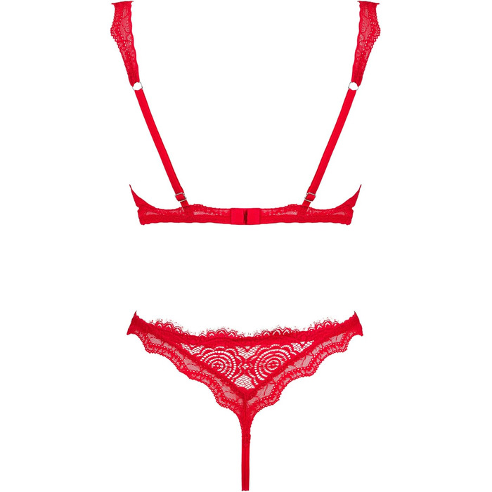 Сексуальний жіночий комплект нижньої білизни Selente Love & Fun: бюстгальтер, пояс-стрінг, танга та шовкова маска для очей, червоний, XS-S