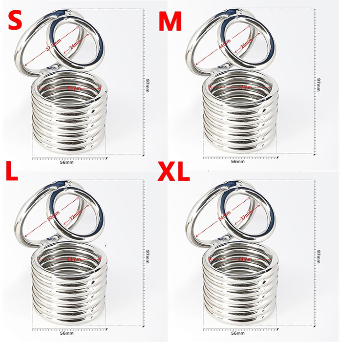 Пеніс-рінг з металу, ходентейлер, стример для яєчок, розтягувач яєчок, стример для яєчок, пристрій для яєчок, вага для яєчок, пристрій для стиснення яєчок, екстремальні сексуальні іграшки для чоловіків, срібло/7 кілець, XL, XL, срібло/7 кілець