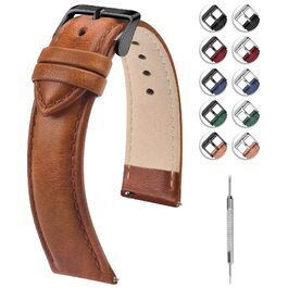 Шкіряний ремінець Fullmosa 22 мм для Samsung Galaxy Watch 46мм, Galaxy Watch 3 45мм, Gear S3 Frontier/Classic, коричневий градієнт, чорна застібка