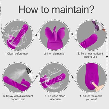 Вібратор жіночий TYDAY з 7 режимами вібрації та 3 режимами розтягування, нагрівається до 40°, подвійний мотор, функції ротації та розширення