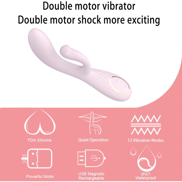 Вібратор для жінок та пар Sexspielzeug Rabbit, рожевий, 12 режимів, силікон