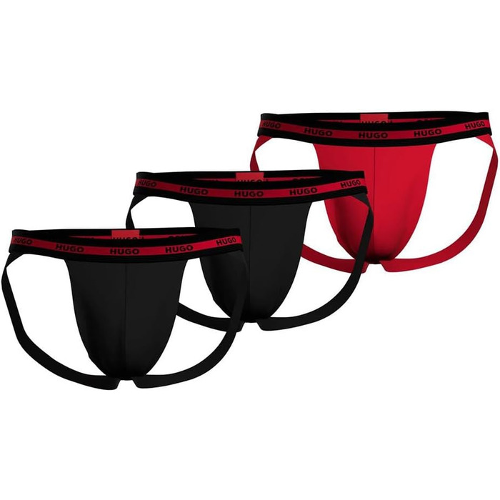 Шорти-боксерки чоловічі HUGO JOCKSTR TRIPL Planet, 3 шт. з еластичної бавовни, логотип, XL, яскраво-червоний