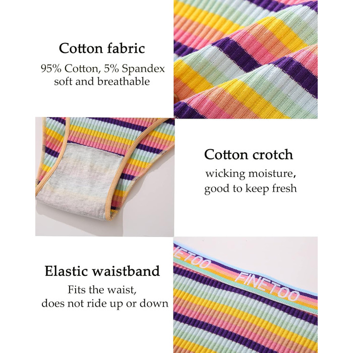 9 пар жіночих бавовняних трусиків FINETOO: яскраві кольори, спортивний стиль, бавовна, S-XL, M-L
