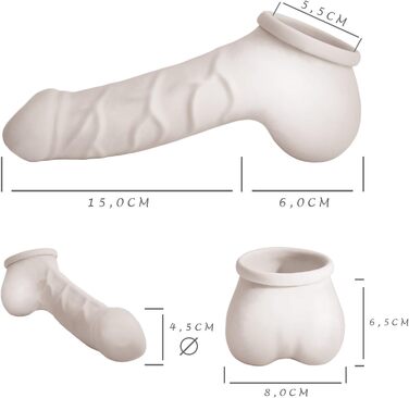 Чохол для статевого члена з латексу, чорний, 15 см - з великим мошонкою та вираженою головкою, MADE IN GERMANY