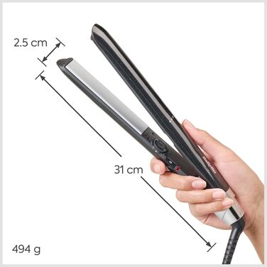 Випрямляч для волосся BaByliss Midnight Shine ST590E з титано-керамічними пластинами, 13 рівнів температури (170–235°C), подовжені пластини, ефект анти-фриз, чорний
