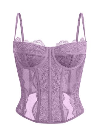 Корсет-топ Dealmore для жінок: мереживо, сітка, спагетті, для вечірок, клубів, модний, трендовий (XS, світло-фіолетовий)