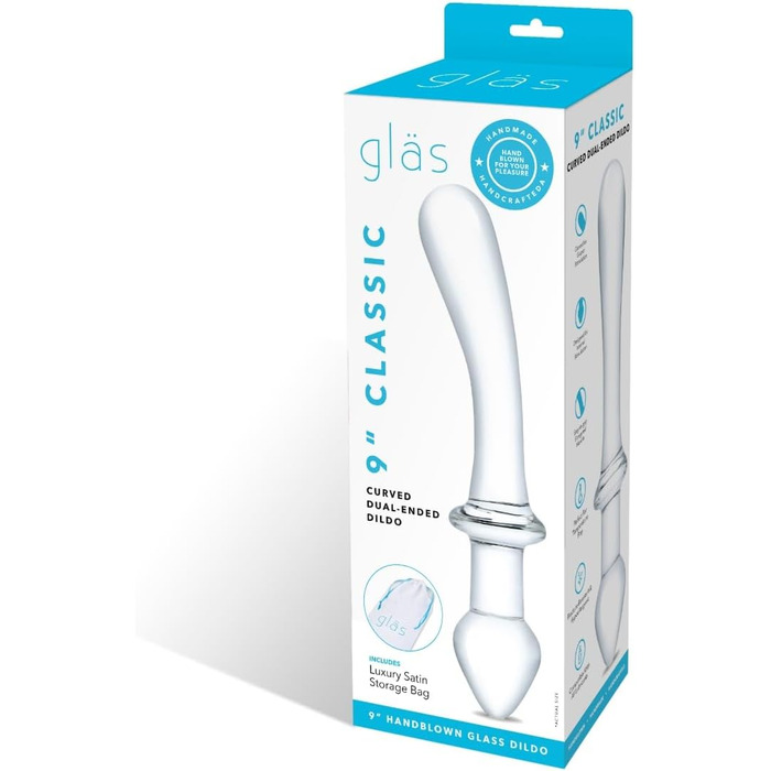 Дільдо з двох кінців, вигнутий, прозорий, 18 см