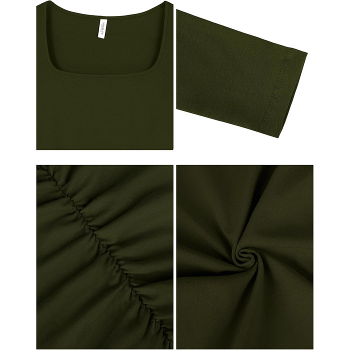 Жіноче обтисле плаття-боді Missufe з довгим рукавом, армійного кольору (L)