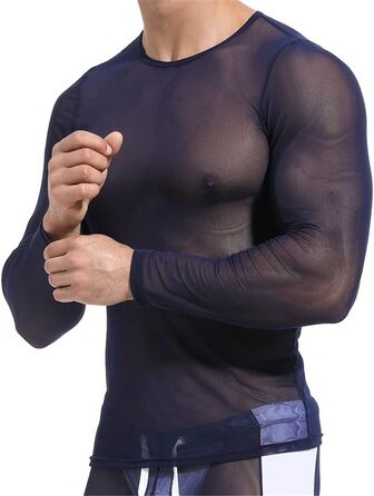 Чоловіча сітчаста футболка з прозорим дизайном, спортивна, для фітнесу, блакитна