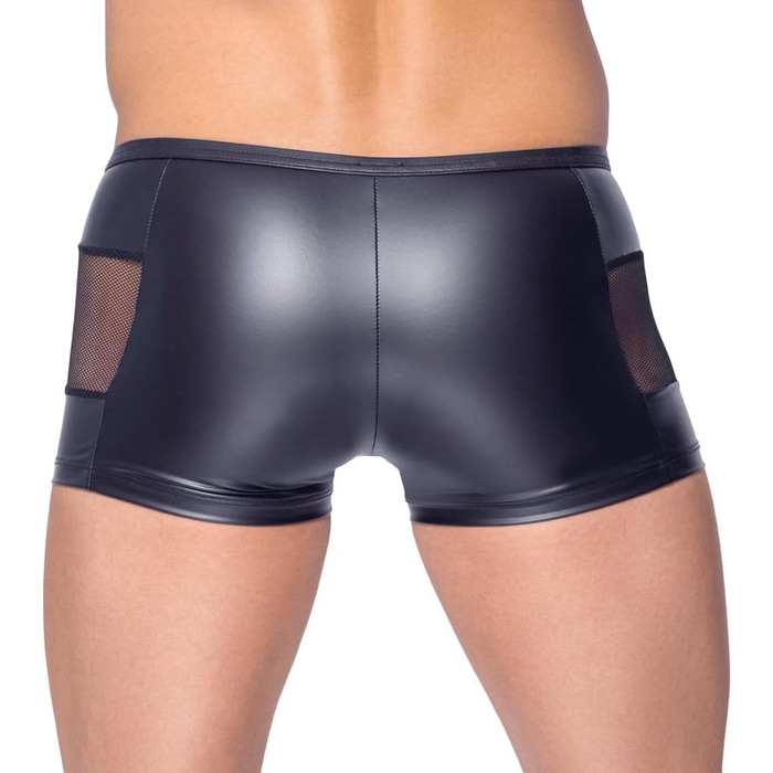 Чоловічі боксери Orion з фронтальним ґудзиком, сіткою та ефектом латексу, чорні (M)