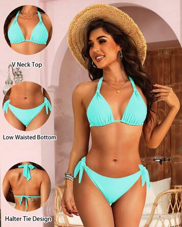 Двокомплектний купальник-бікіні з зав'язками на шиї для дівчаток, трикутник, колір блакитний (2025), розмір XXS