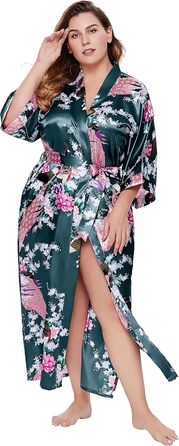 Халат жіночий Babeyond з шовковистого атласу, кімоно, довгий, з принтом павича, для дому, вечірки, універсальний розмір, білий