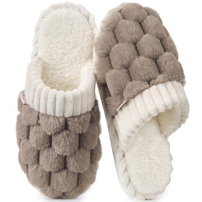 Жіночі зимові домашні капці з ефектом пам'яті (Memory Foam), теплі та м'які, темно-коричневі, розмір 38.5/40 EU