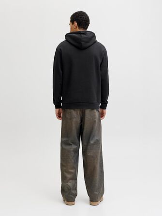Чоловічий однотонний худі з капюшоном JACK & JONES, чорний, розмір L