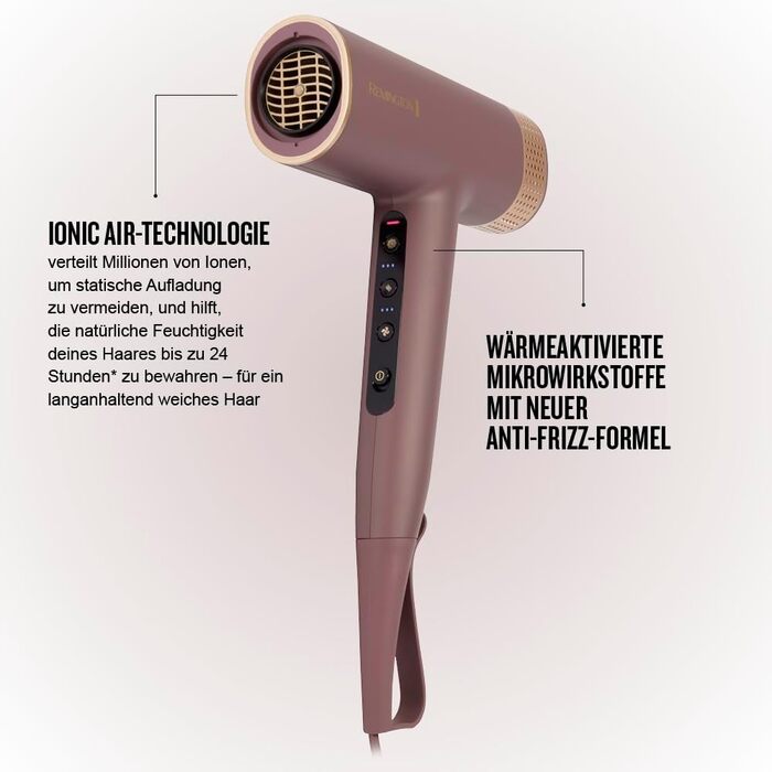 Фен для волосся Remington AIRvive EC8930 з безщітковим цифровим двигуном, іонною технологією та анти-фриз ефектом, 12 рівнів налаштувань, дифузор та насадка для стайлінгу