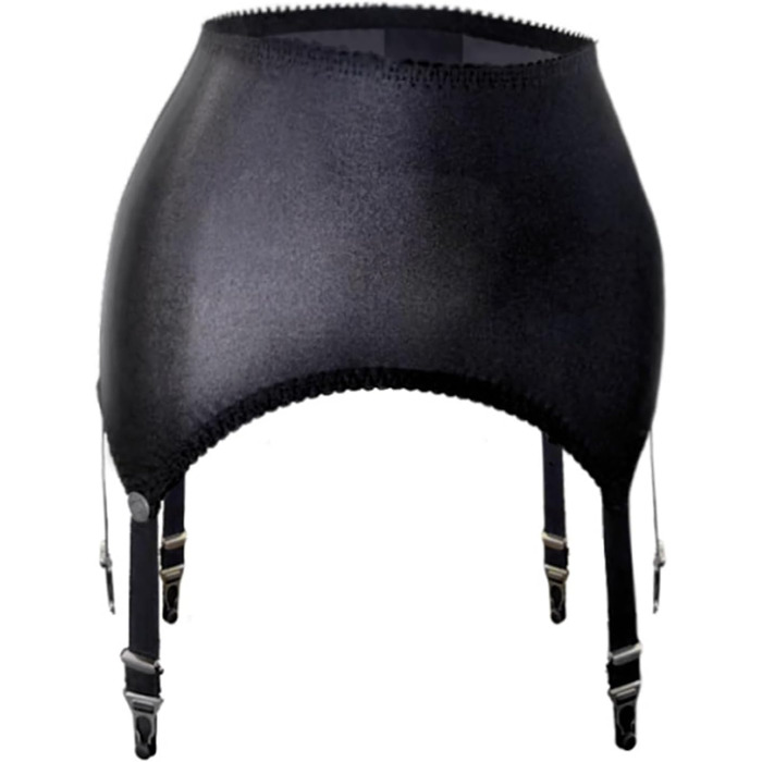 Пояс-тримач для панчіх для жінок з високою талією, сітчатий пояс-тримач з 6 металевими затискачами, регульовані ремінці для панчіх до стегон L-XL, чорний