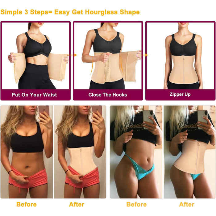 Корсет для фігури KUAYES: тренажер для талії, корсаж, пояс для схуднення, бежевий (XS)