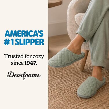 Жіночі домашні капці-клоги Dearfoams Leslie Terry з ефектом пам'яті (Memory Foam), колір Juniper Green, розмір 36/36.5 EU