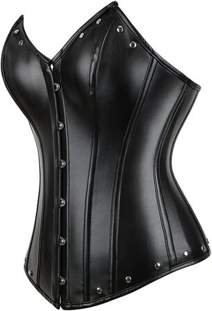 Жіноче корсетне боді Grebrafan з штучної шкіри, чорне, вінтажний стиль