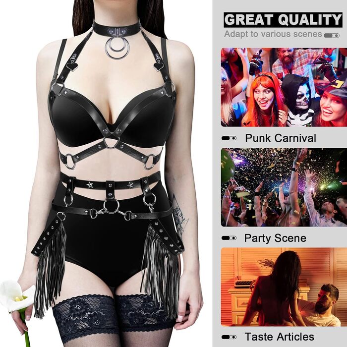 Жіночий корсет-нагрудник у стилі панк з ремінним поясом. Аксесуар для вечірок, танців, готичного стилю. Чорний колір.