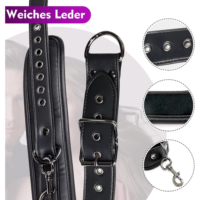 Набір для БДСМ: наручники та комірець з повідком (шкіра), іграшки для пар, шкіряні наручники, повідці для дорослих