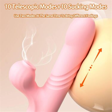 Вібратор Кролик для жінок: стимулятор клітора та G-точки, силікон, 10 режимів, телескопічна функція, рожевий