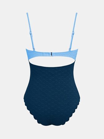 Купальник CUPSHE Daen однотонний, виріз, блакитно-синій (XL)