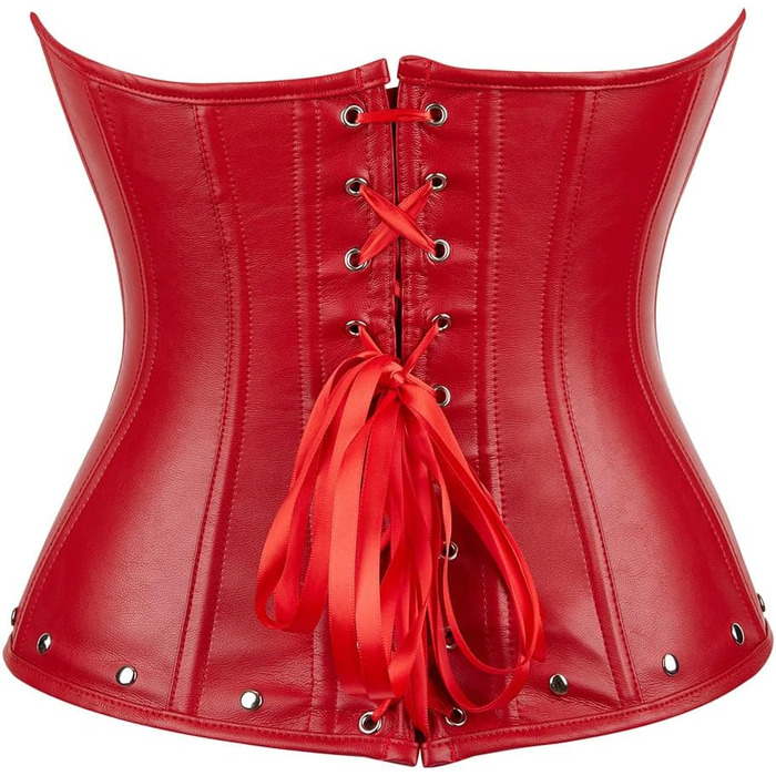 Жіноче корсетне боді Grebrafan з екошкіри, червоне, вінтажний стиль