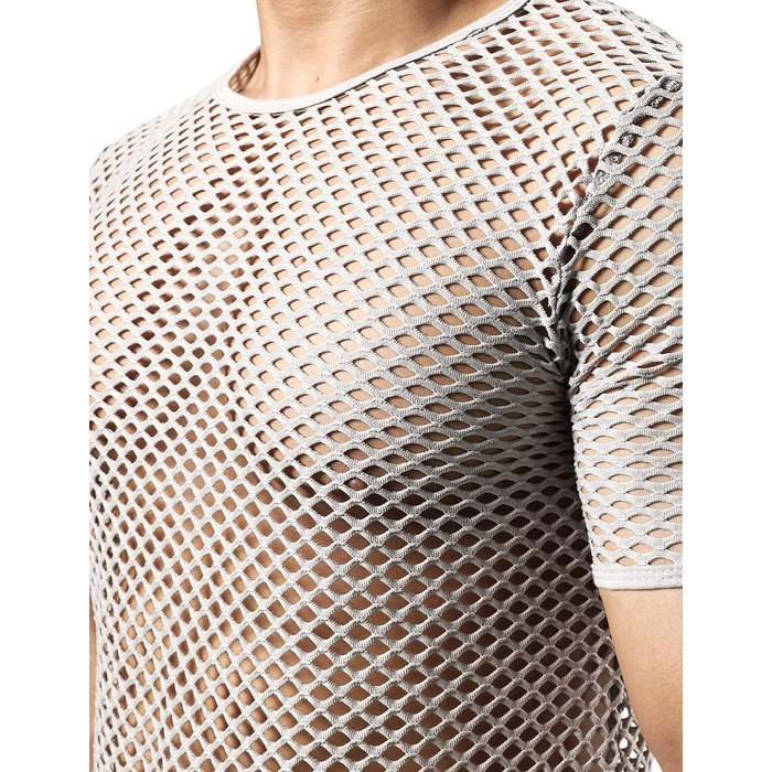 Чоловіча футболка JOGAL з еластичної сітки, прозора, короткий рукав, сіра (XXL)