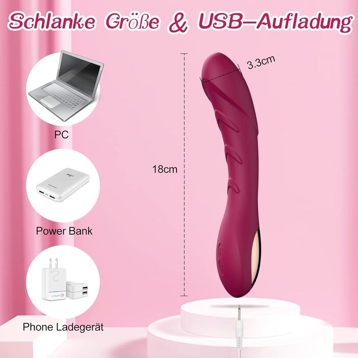 Вібратор G-Spot з силікону для жінок та пар, 12 режимів, реалістичний дизайн (червоний)