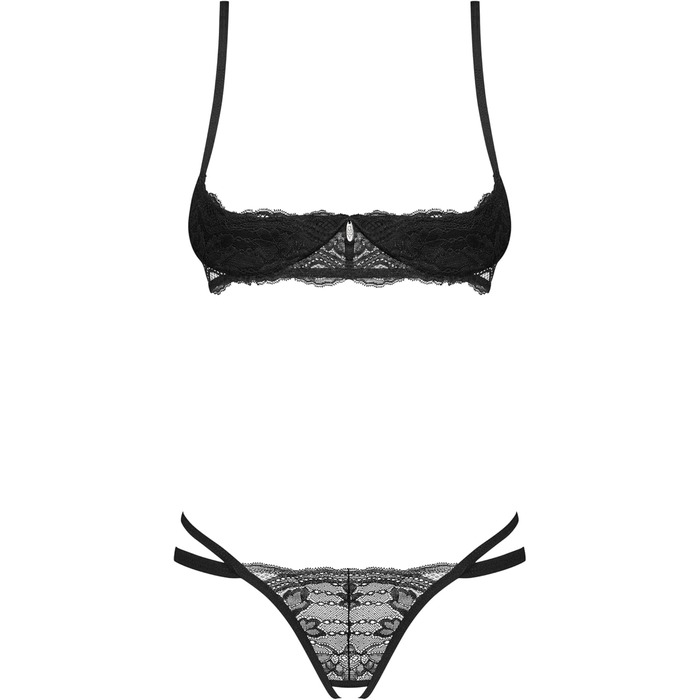 Сексуальний жіночий комплект нижньої білизни Selente Love & Fun: бюстгальтер, трусики та шовкова маска для очей (M-L, чорний)