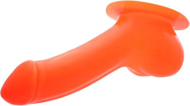 TOYLIE Latex Пеніс-чохол, 13 см, неоновий оранжевий, з платформою для кріплення до латексного одягу. Чохол для пеніса з мішком та виразною головкою, виготовлено в Німеччині.