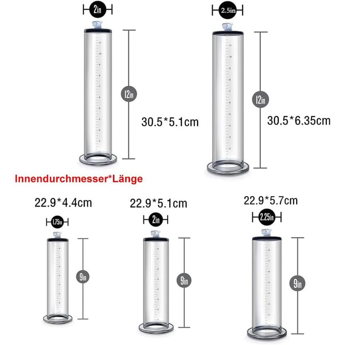 Аксесуар для помпи для статевого члена NAIXBTY: прозора трубка з масштабом для збільшення статевого члена, ерекція, допомога при імпотенції, вакуумна помпа, секс-іграшка для чоловіків (22.9*5.1/5.4 см)