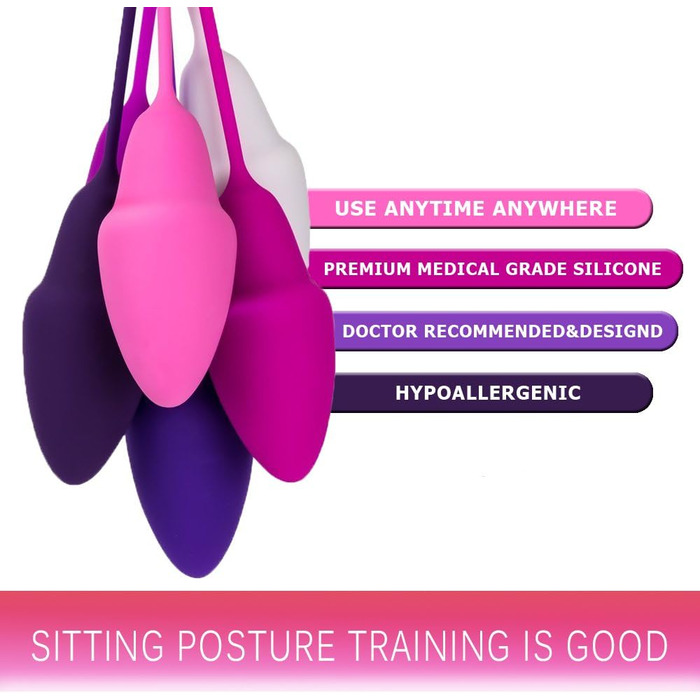 JIELUO Набір тренувальних кульок для підсилення м'язів тазу - 6 шт. для жінок. Тренування м'язів тазу, контроль сечовипускання, сили та координації. Силіконовий тренажер для жінок