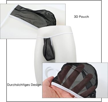 Сексуальна чоловіча білизна BIATWOWR: прозорі труси G-String, дихаюча тканина, м'якість, темно-сірий/чорний, XXL