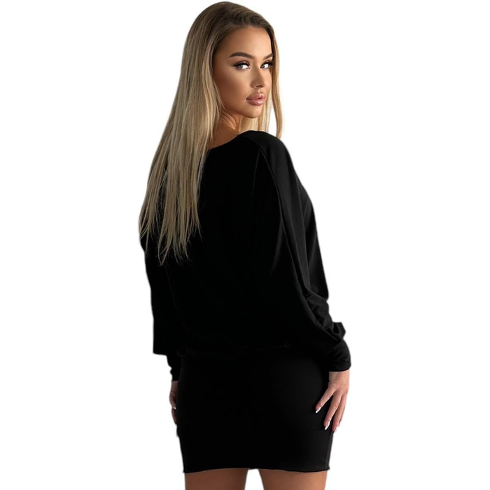 Сукня міні Mississhop святкова блискуча, чорна (S-XXL) - Туніка-пуловер