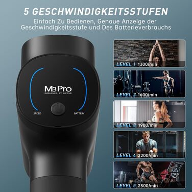 Перкусійний масажер OPOVE M3 Pro 2 Massage Gun з LED-дисплеєм, 2500 об/хв, для зняття м'язового болю, чорний