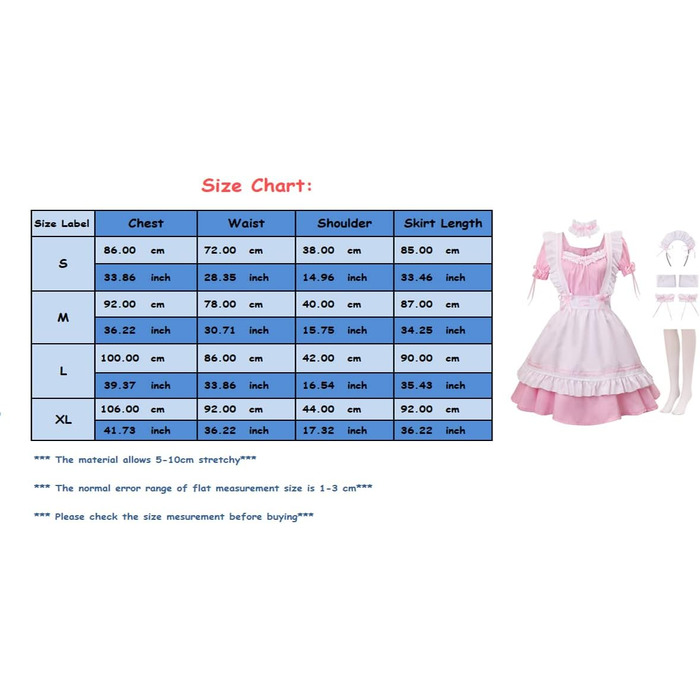 Костюм горничної MaxToonrain: Французьке плаття в стилі аніме Лоліта, костюм для жінок та дівчат, розмір XL, колір B-rosa